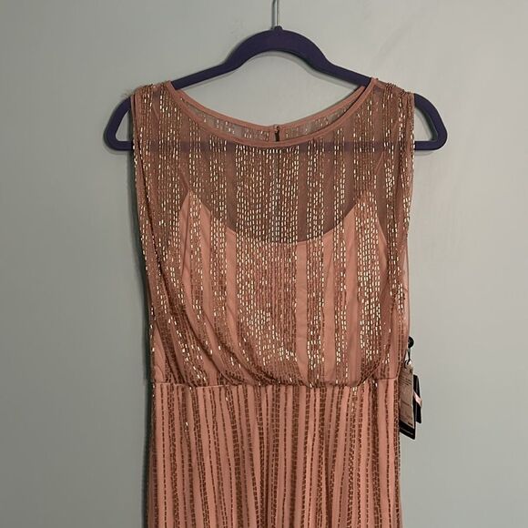 Adrianna Papell Beaded Mesh Blouson Gown NWT - Picture 5 of 11